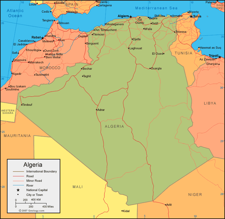 map of algeria